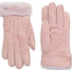 UGG Women Sheepskin Gloves Large Pink Cloud Lined Winter Shearling Leather